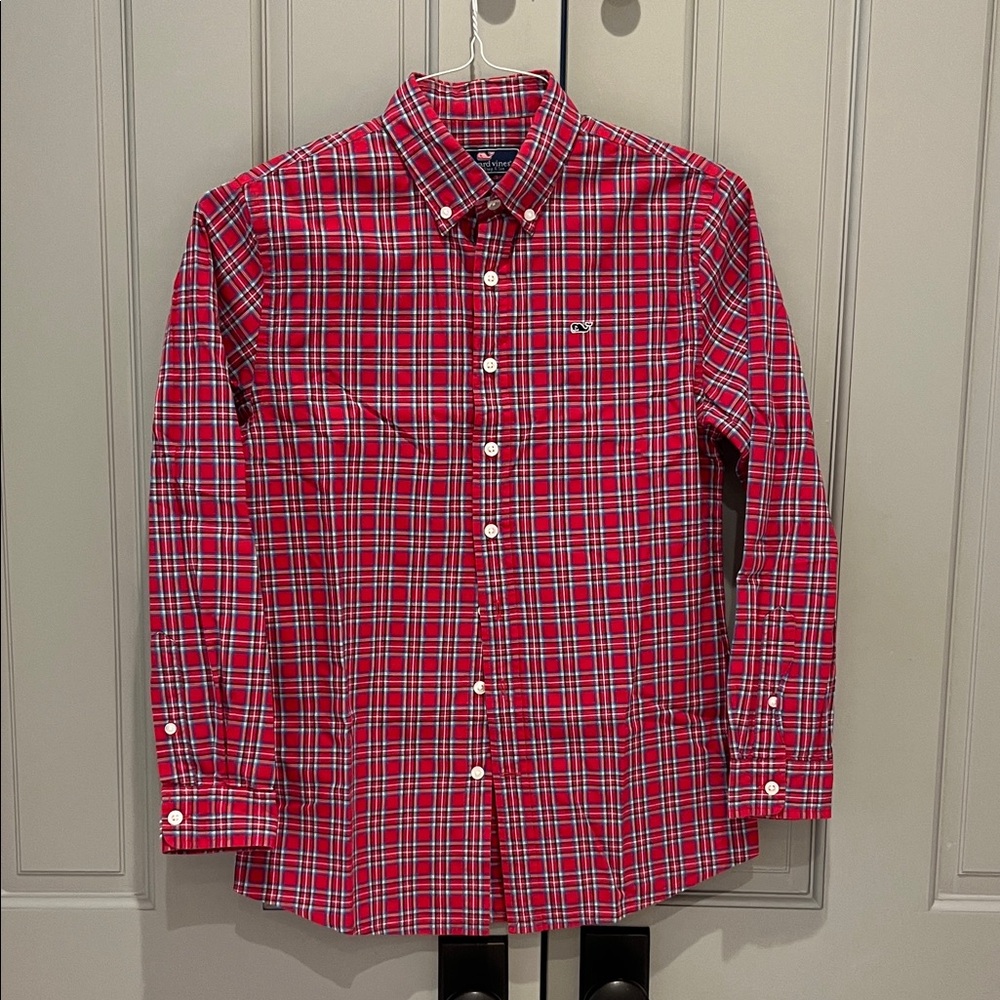 Vineyard Vines Boy’s plaid button down size L (16)